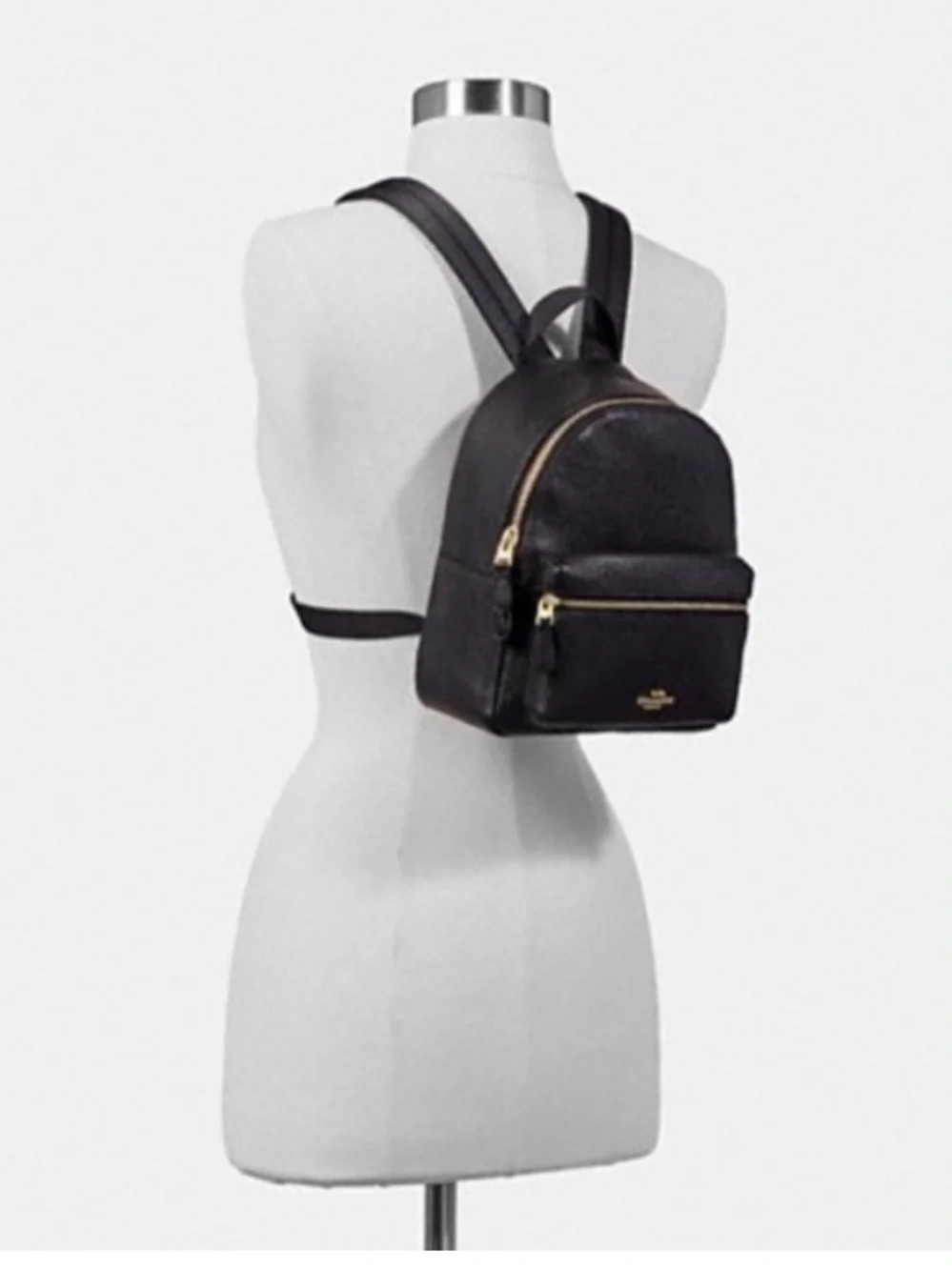 Coach Charlie Mini Backpack Black Pebbled Leather